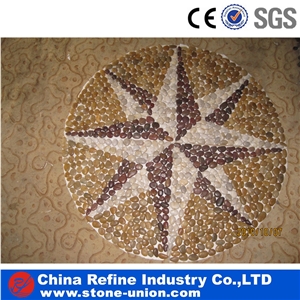 Pebbles Pattern Wholesale , 3-5cm Natural Pebble Medallions,Pebble Mosaic Medallions,Pebble Mosaic Medallions,Pebble Stone on Mesh