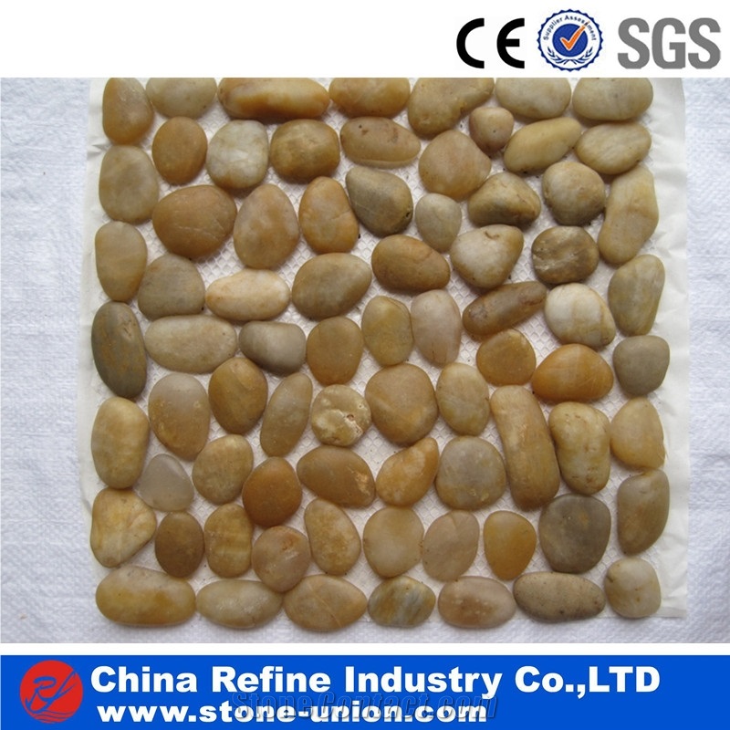 Pebbles Pattern Wholesale , 3-5cm Natural Pebble Medallions,Pebble Mosaic Medallions,Pebble Mosaic Medallions,Pebble Stone on Mesh