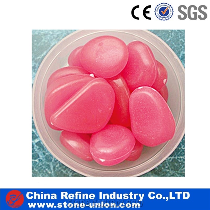 Pink Light Glowing Artificial Pebbles For Decoration