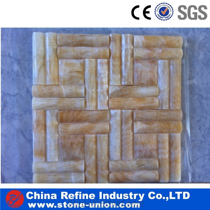 Premium Polished Jade Stone Mosaic & Yellow Onyx Mosaic & Rosin Onyx Mosaic , Yellow Onyx Tiles & Yellow Mosaic Tile Wall Panel & Onyx Mosaic Decoration
