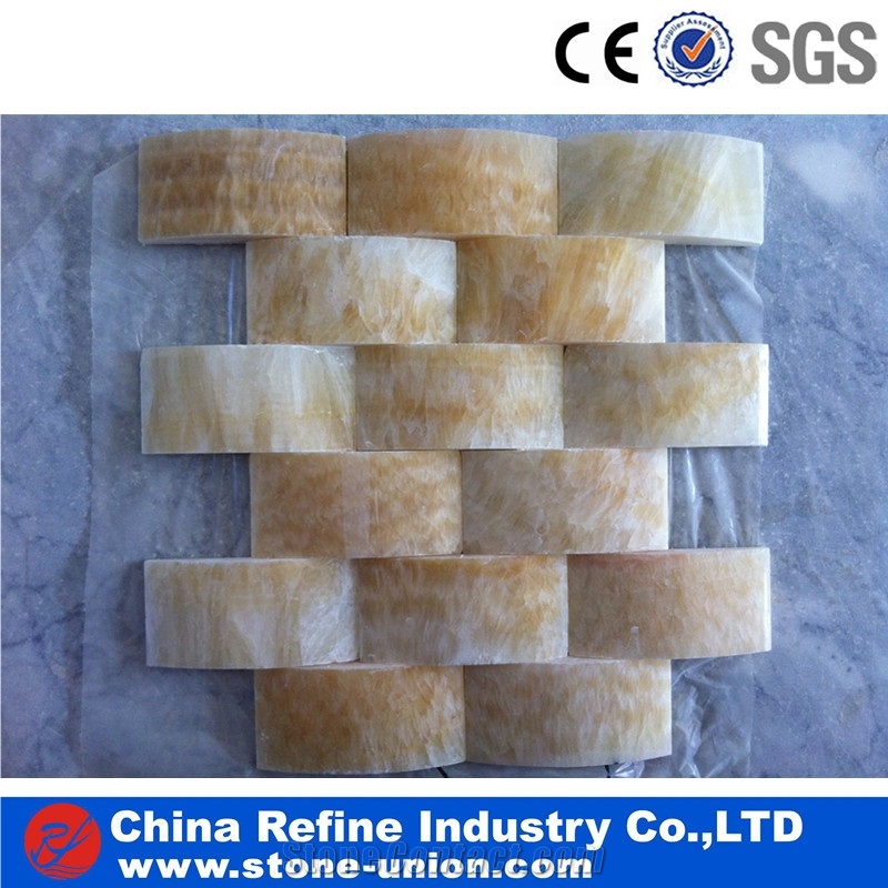Premium Polished Jade Stone Mosaic & Yellow Onyx Mosaic & Rosin Onyx Mosaic , Yellow Onyx Tiles & Yellow Mosaic Tile Wall Panel & Onyx Mosaic Decoration