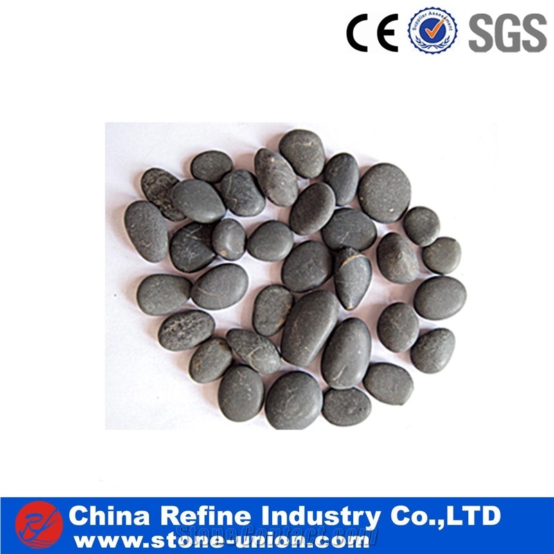 Pure Black Polished River Pebbles, Premium Cobbles & Cobble Stone, Black River Stone for Driveway Decoration, Cheap Pebble Paving Stone