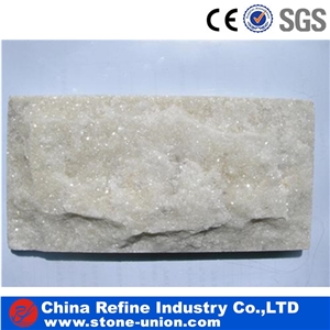 Pure White Mushroom Split Surface Quartizite , Natural Exterior White Wall Stone Cladding