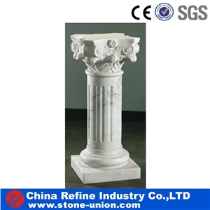 Rome Column, Hunan White Marble Column, Sculptured Columns,Column Pillar Building Material, Beijing White Marble Roman Columns by Handcarved