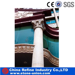 Rome Column, Hunan White Marble Column, Sculptured Columns,Column Pillar Building Material, Beijing White Marble Roman Columns by Handcarved