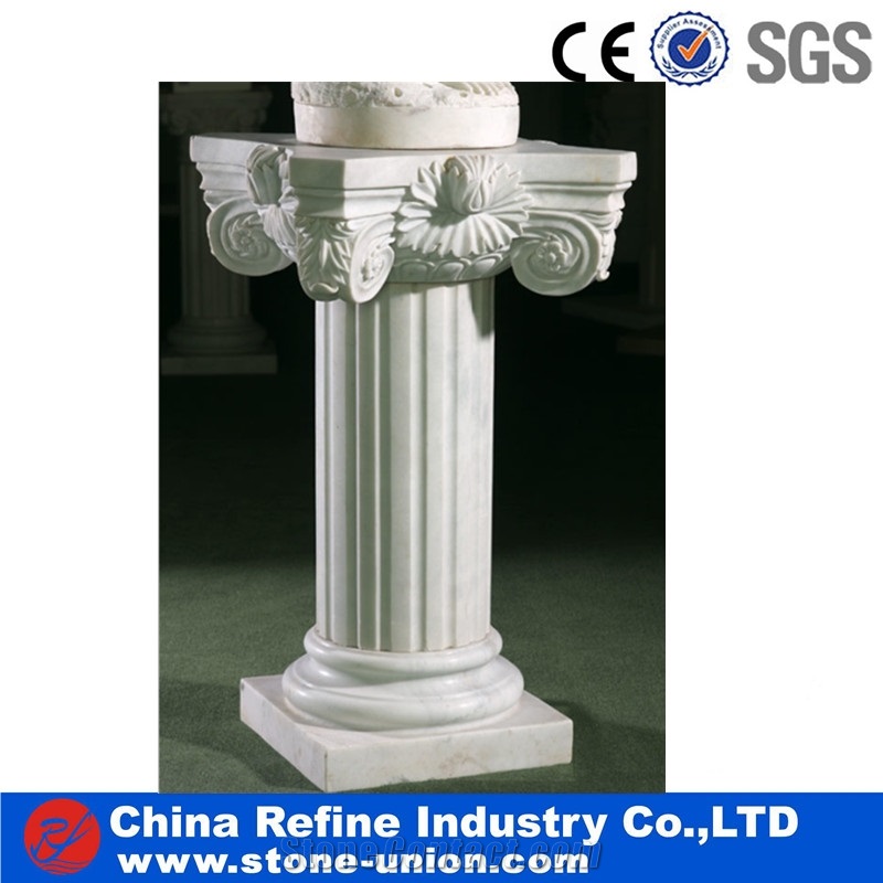 Rome Column, Hunan White Marble Column, Sculptured Columns,Column Pillar Building Material, Beijing White Marble Roman Columns by Handcarved