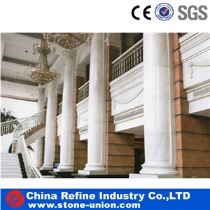 Rome Column, Hunan White Marble Column, Sculptured Columns,Column Pillar Building Material, Beijing White Marble Roman Columns by Handcarved