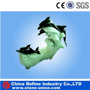 Round Shape Swimming Dolphin Sculpture Home Decoration Product,Interior Design,Dolphin Stone Sculptures for Garden Decoration,Animal Stone Carvings