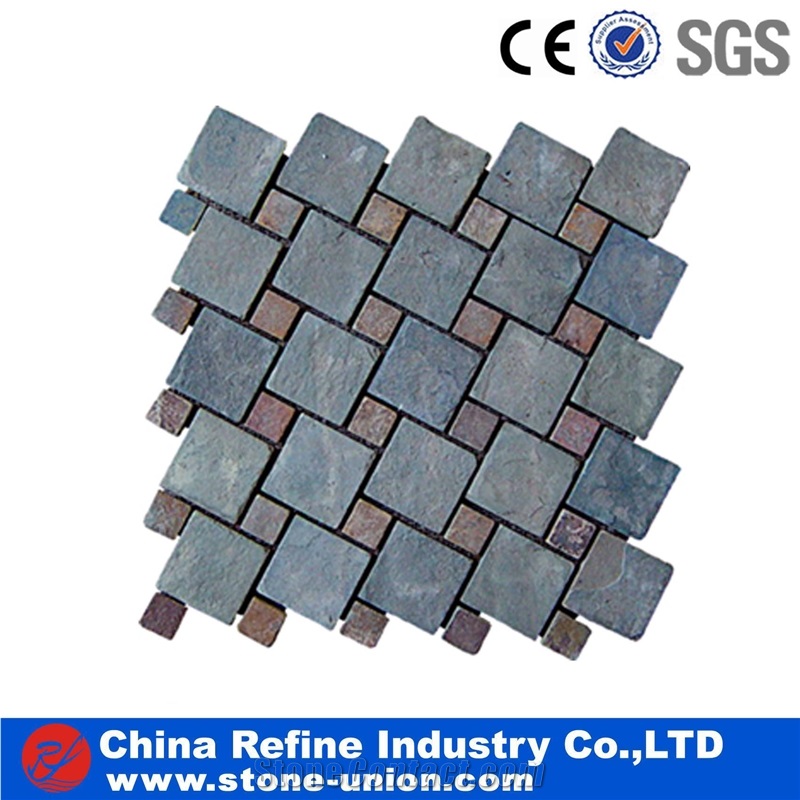 Slate Mosaic Tile, Blue Wall Tile, China Mosaic Design Factory Direct