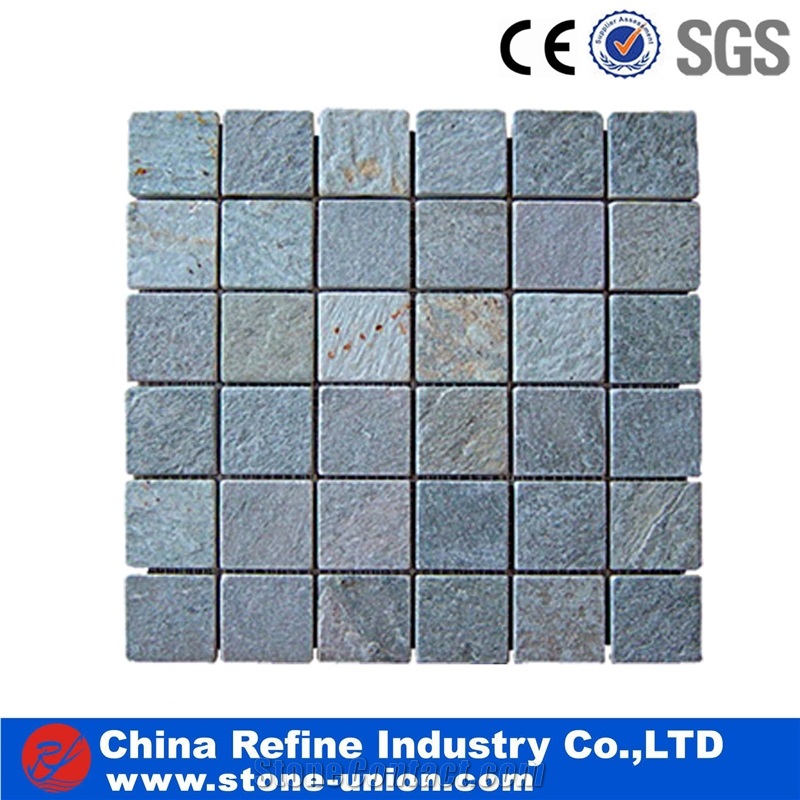 Slate Mosaic Tile, Blue Wall Tile, China Mosaic Design Factory Direct