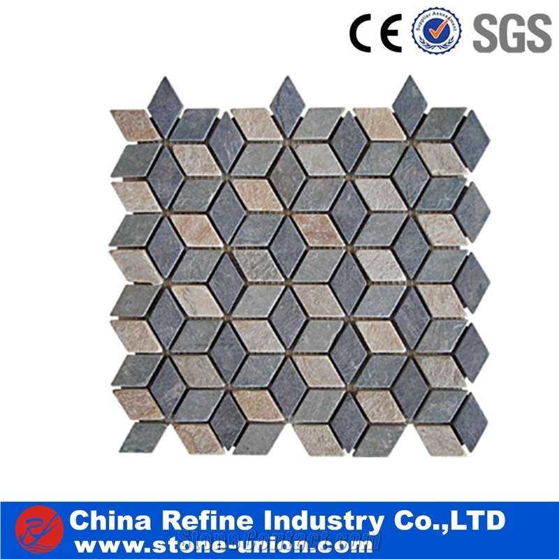 Slate Mosaic Tile, Blue Wall Tile, China Mosaic Design Factory Direct