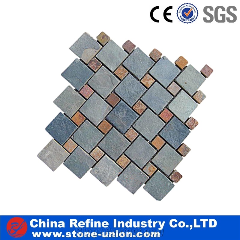 Slate Mosaic Tile, Blue Wall Tile, China Mosaic Design Factory Direct