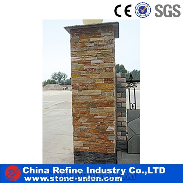 Slate Pillar Garden Gate Post Cultured Stone Gate Posts,Landscaping Stones,Slate Stone Pillars,Yellow Slate Post Box