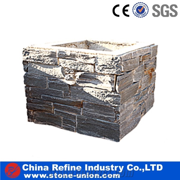 Slate Pillar Garden Gate Post Cultured Stone Gate Posts,Landscaping Stones,Slate Stone Pillars,Yellow Slate Post Box