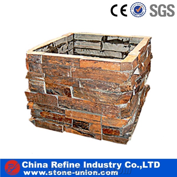 Slate Pillar Garden Gate Post Cultured Stone Gate Posts,Landscaping Stones,Slate Stone Pillars,Yellow Slate Post Box