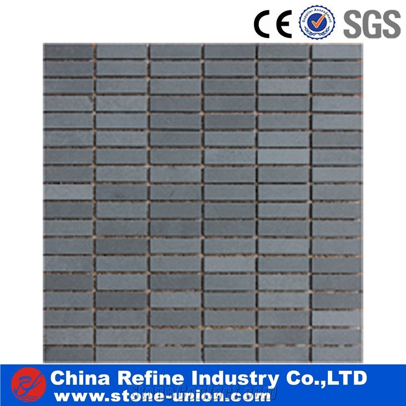 Strip Basalt Mosaic,Grey Basalt Mosaic,Stone Mosaic Tile,Grey Stone on Net 2.4x2.4cm,Basalto,Andesite,Walling Natural Honed Mosaic