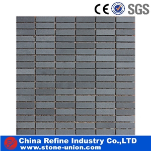 Strip Basalt Mosaic,Grey Basalt Mosaic,Stone Mosaic Tile,Grey Stone on Net 2.4x2.4cm,Basalto,Andesite,Walling Natural Honed Mosaic
