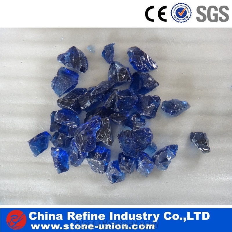 Swimming Pool Use for Coloured Glass Pebbles, China Wholesale Decorative Blue Glass Pebbles,Pebble Stone Blue Glass Gravel, Crushed Glass Chippings
