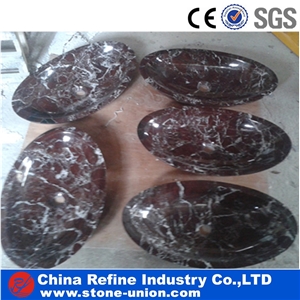 Violet Red Marble Round Basins, Violet Red Sinks Bathroom Decoration,China Manufacturer Wholesale Marble Washing Basin,Stone Sink,Stone Basin