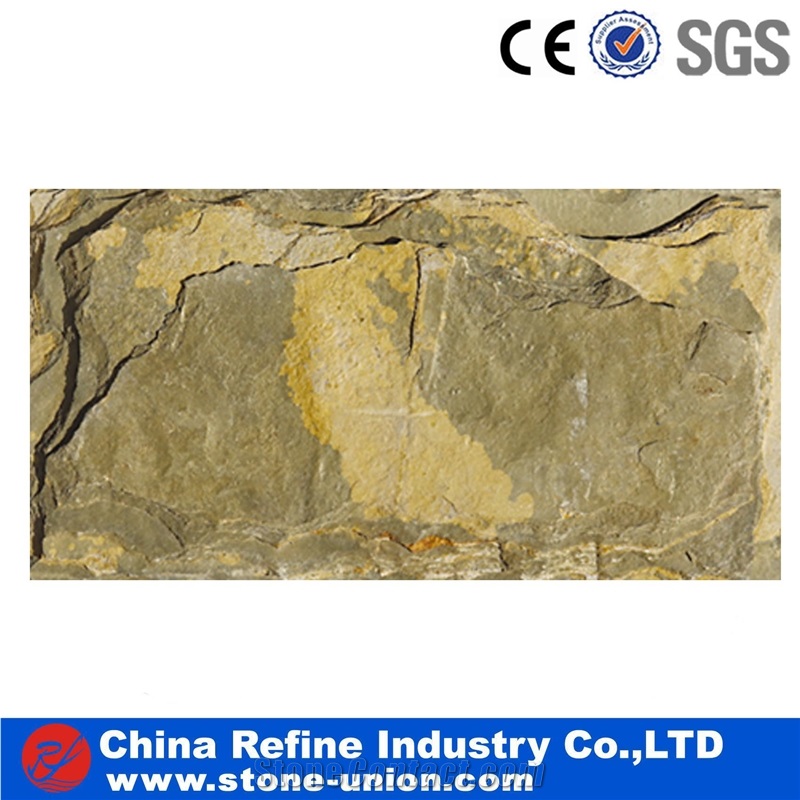 Wall Cladding and Panel Green Wall Cladding Mushroom Stone, Green Slate Mushroom Stone