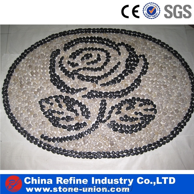 White and Black Top Quality Polished River Pebble Cheap , Decorative Pebbles,Pebble Mosaic Medallions River Rock
