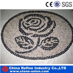 White and Black Top Quality Polished River Pebble Cheap , Decorative Pebbles,Pebble Mosaic Medallions River Rock