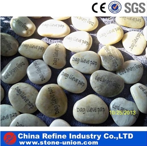 White Carving Polished Pebbles, River Stone,Engrave Pebble with Letter,Customized Pebble Stone, Pebbles River Stones Hot Selling