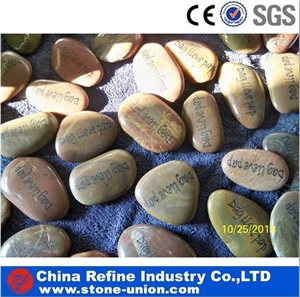White Carving Polished Pebbles, River Stone,Engrave Pebble with Letter,Customized Pebble Stone, Pebbles River Stones Hot Selling
