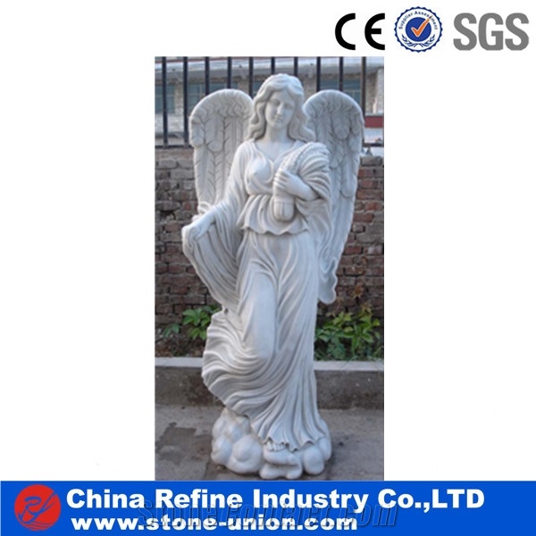 White Large Marble Woman with Cute Boy Statue , White Marble Human Statue & Carving & Handcraft Marble Sculpture