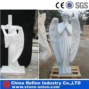 White Marble Angel Sculptures, White Marble Statue, Western Style Human Sculpture,Hot Sell White Marble Stone Carving and Sculpture on Sale