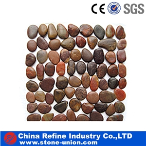 White Pebble on Mesh White Polished Pebble,Flat Pebble Mosaic in Mesh,Black Pebble Mosaic,Pebble Mosaic for Bathroom&Kitchen,Interior Decoration