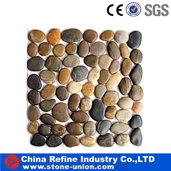 White Pebble on Mesh White Polished Pebble,Flat Pebble Mosaic in Mesh,Black Pebble Mosaic,Pebble Mosaic for Bathroom&Kitchen,Interior Decoration