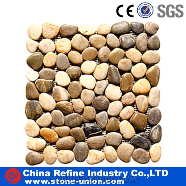 White Pebble on Mesh White Polished Pebble,Flat Pebble Mosaic in Mesh,Black Pebble Mosaic,Pebble Mosaic for Bathroom&Kitchen,Interior Decoration