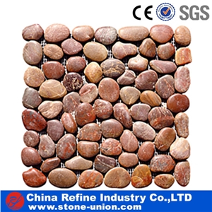 White Pebble on Mesh White Polished Pebble,Flat Pebble Mosaic in Mesh,Black Pebble Mosaic,Pebble Mosaic for Bathroom&Kitchen,Interior Decoration