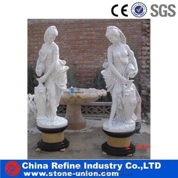 White Stone Marble Lady Sculpture for Garden,Handcarved Human Sculptures, Garden Statues,Stone Outdoor Sculpture for Sale,Religious Sculptures