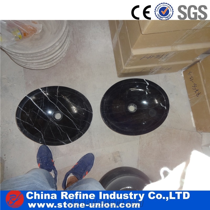White Stripe in Black Marble Bathroom Basin ,Black Round Sinks Marble Sinks,Vessel Sinks,Bathroom Sinks,Wash Basins,Round Sinks,Round Basins