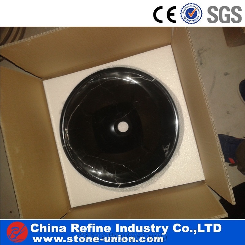White Stripe in Black Marble Bathroom Basin ,Black Round Sinks Marble Sinks,Vessel Sinks,Bathroom Sinks,Wash Basins,Round Sinks,Round Basins