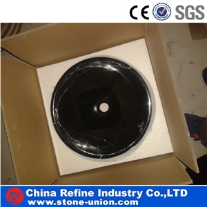 White Stripe in Black Marble Bathroom Basin ,Black Round Sinks Marble Sinks,Vessel Sinks,Bathroom Sinks,Wash Basins,Round Sinks,Round Basins
