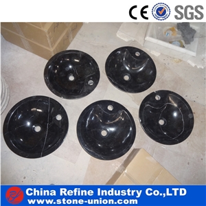 White Stripe in Black Marble Bathroom Basin ,Black Round Sinks Marble Sinks,Vessel Sinks,Bathroom Sinks,Wash Basins,Round Sinks,Round Basins