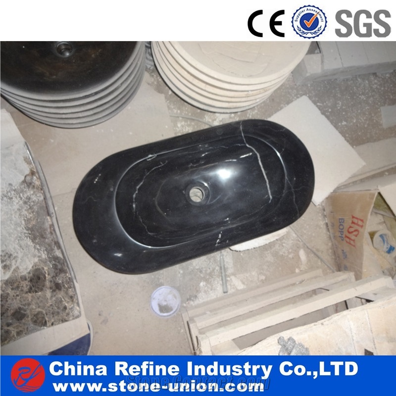 White Stripe in Black Marble Bathroom Basin ,Black Round Sinks Marble Sinks,Vessel Sinks,Bathroom Sinks,Wash Basins,Round Sinks,Round Basins