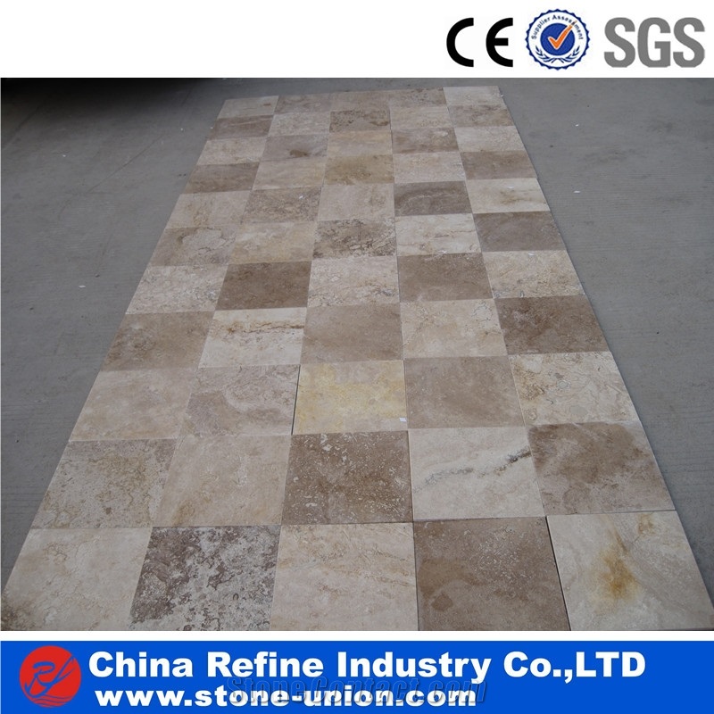 White Travertine Flooring Tiles, China White Travertine Slabs,Travertine Covering,Ivory Light Travertine Pattern Set