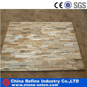 Yellow Beige Slate Culture Stone Strip Tiles ,Chinese Characteristic Wall Stone,China Rusty Slate Wall Cladding, Stacked Stone Veneer