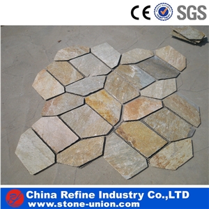 Yellow China Slate Flagstone Natural Finish , Slate Flagstone Floor Tile