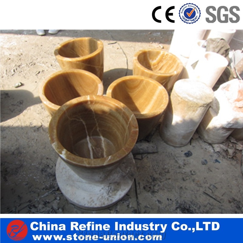 Yellow Onyx Bucket, Rosin Jade Stone Bucket, Top Quanlity Onyx,Barrels, Garden/Park Decor, Ornament,Exterior & Outdoors Stones,Landscaing Stone