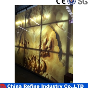 Yellow Onyx Stone Slabs, Symmetrical Yellow Onyx Slabs & Tiles for Counter Tops and Bars, Interior Wall Panels, Water Walls