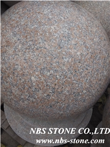 China Red Granite Car Parking Barrier Balls, Red Garden Stone