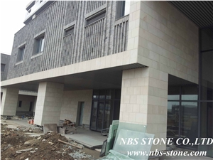 Chinese White Limestone Project,China Cream Bello Limestone Wall Tiles