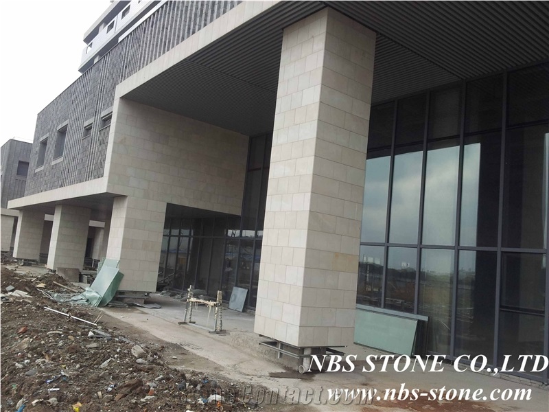 Chinese White Limestone Project,China Cream Bello Limestone Wall Tiles