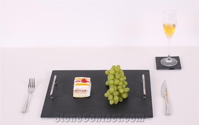 Natural Dark Grey Slate Plate, Grey Slate Plates