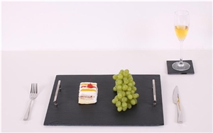 Natural Dark Grey Slate Plate, Grey Slate Plates